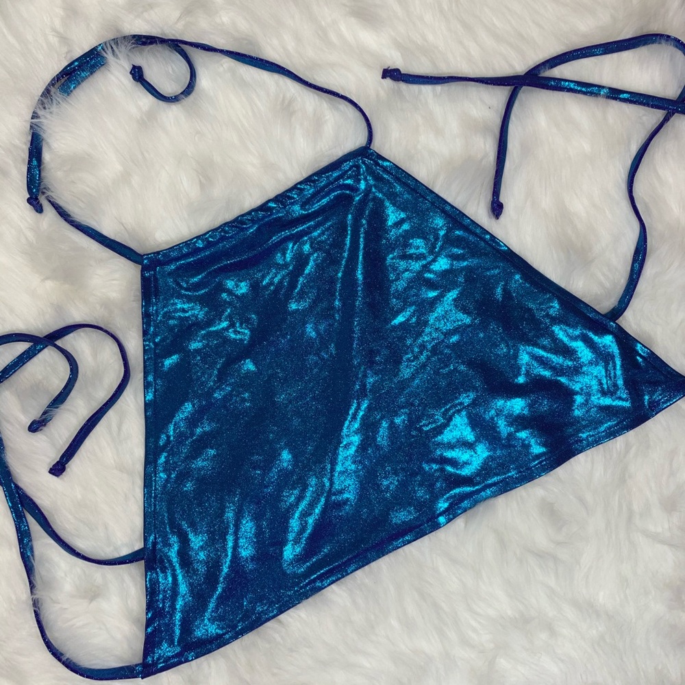 FESTIVAL RAVE HALTER BLUE PURPLE STRETCH TOP